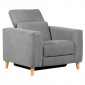 Fauteuil relax électrique en tissu gris avec pieds en bois - POLO|Fauteuil / Chauffeuse|Meuble et moi
