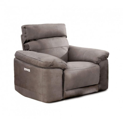 Fauteuil relaxation motorisé en tissu suédine taupe doux - CLARA|Fauteuil / Chauffeuse|Meuble et moi
