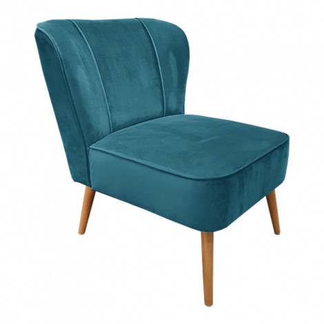 Petit fauteuil bas en velours bleu style crapaud - KARLA|Fauteuil / Chauffeuse|Meuble et moi