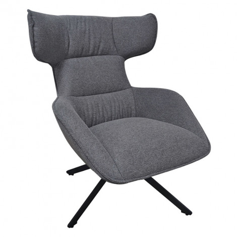 Fauteuil pivotant 360° en velours chiné gris et métal noir - ANTONIO|Fauteuil / Chauffeuse|Meuble et moi