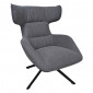 Fauteuil pivotant 360° en velours chiné gris et métal noir - ANTONIO|Fauteuil / Chauffeuse|Meuble et moi