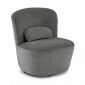 Fauteuil rond pivotant en tissu gris anthracite et un coussin - DAMIEN|Fauteuil / Chauffeuse|Meuble et moi