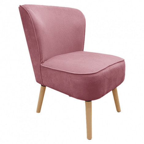 Petit fauteuil bas velours côtelé rose inspiration crapaud - NATSU|Fauteuil / Chauffeuse|Meuble et moi