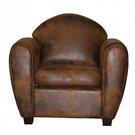Fauteuil Club marron aspect vieilli vintage avec accoudoirs - CUBA|Fauteuil / Chauffeuse|Meuble et moi