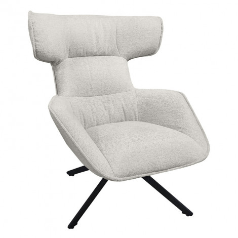 Fauteuil pivotant 360° en velours chiné écru et métal noir - ANTONIO|Fauteuil / Chauffeuse|Meuble et moi