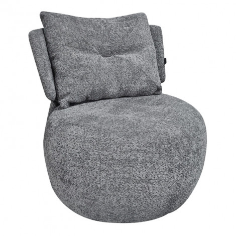 Fauteuil pivotant 360° en tissu gris avec coussin amovible - ERNESTO|Fauteuil / Chauffeuse|Meuble et moi