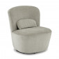 Fauteuil rond pivotant en tissu doux gris beige et un coussin - DAMIEN|Fauteuil / Chauffeuse|Meuble et moi