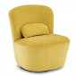 Fauteuil rond pivotant en tissu doux jaune et un coussin - DAMIEN|Fauteuil / Chauffeuse|Meuble et moi