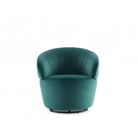 Fauteuil en tissu velours vert pivotant - COROLLA|Fauteuil / Chauffeuse|Meuble et moi
