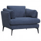 Fauteuil avec coussins tissu chiné bleu et pieds métal noir - BOON|Fauteuil / Chauffeuse|Meuble et moi
