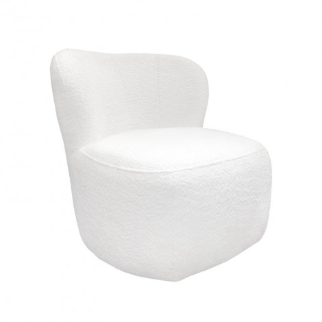 Fauteuil bas rond en tissu bouclette blanc et dossier arrondi - MALLOW|Fauteuil / Chauffeuse|Meuble et moi