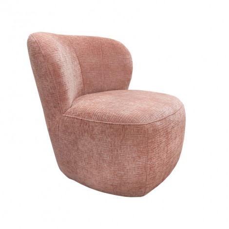 Fauteuil bas rond en velours rose clair avec dossier arrondi - MALLOW|Fauteuil / Chauffeuse|Meuble et moi
