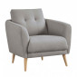 Fauteuil en tissu gris avec coussin pieds bois de hêtre massif - LORNA|Fauteuil / Chauffeuse|Meuble et moi