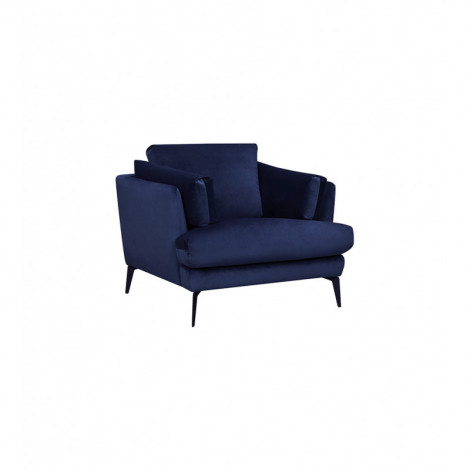Fauteuil accoudoirs velours bleu pieds métal noir - BOON|Fauteuil / Chauffeuse|Meuble et moi
