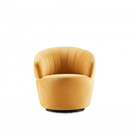 Fauteuil en tissu velours jaune pivotant - COROLLA|Fauteuil / Chauffeuse|Meuble et moi