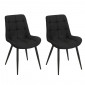 Lot de 2 chaises en tissu noir avec pieds en métal noir - JAELLE|Chaise|Meuble et moi