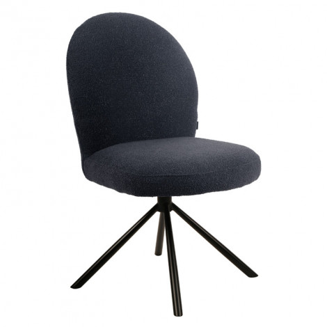 Chaise rotative 180° en tissu bouclette noir et métal noir - JULIEN|Chaise|Meuble et moi