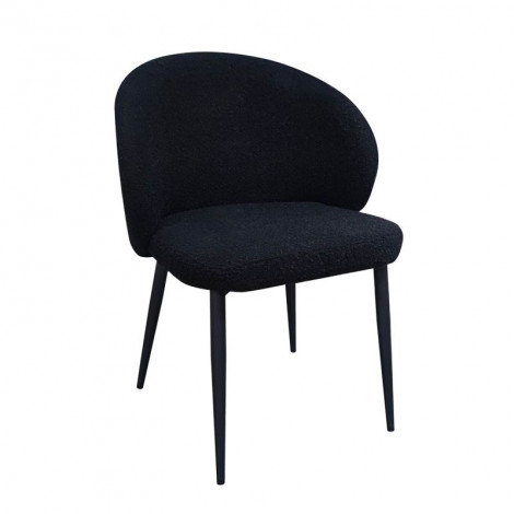 Chaise de repas en tissu bouclette noir et pieds métal noir – SYRACUSE|Chaise|Meuble et moi