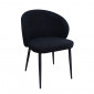 Chaise de repas en tissu bouclette noir et pieds métal noir – SYRACUSE|Chaise|Meuble et moi