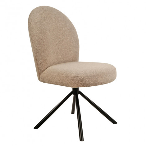 Chaise rotative 180° en tissu bouclette beige et métal noir - JULIEN|Chaise|Meuble et moi