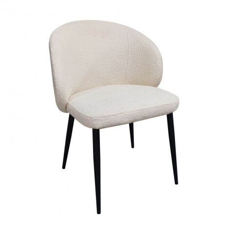 Chaise de repas tissu bouclette blanc écru et pieds métal – SYRACUSE|Chaise|Meuble et moi