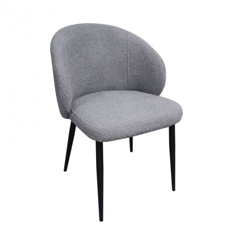 Chaise de repas en tissu bouclette gris et pieds métal noir – SYRACUSE|Chaise|Meuble et moi