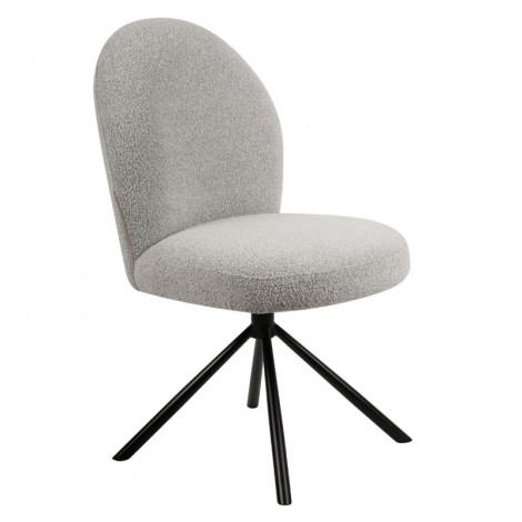 Chaise rotative 180° en tissu bouclette gris et métal noir - JULIEN|Chaise|Meuble et moi