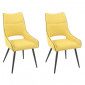 Lot de 2 chaises en lin jaune avec passepoil et pieds métal - ANAIS 2|Chaise|Meuble et moi