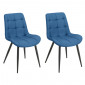 Lot de 2 chaises en tissu bleu avec pieds en métal noir - JAELLE|Chaise|Meuble et moi