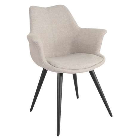 Chaise en tissu beige avec pieds métal noir et accoudoirs – CALGARY|Chaise|Meuble et moi