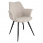 Chaise en tissu beige avec pieds métal noir et accoudoirs – CALGARY|Chaise|Meuble et moi