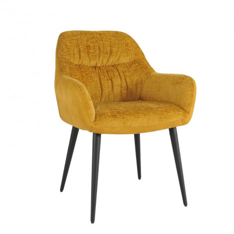 Chaise de repas tissu microfibre jaune moutarde pieds métal - ATLANTA|Chaise|Meuble et moi