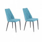 Lot de 2 chaises en tissu bleu et pieds métal noir - RITA|Chaise|Meuble et moi