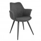 Chaise tissu gris anthracite avec pieds métal et accoudoirs – CALGARY|Chaise|Meuble et moi