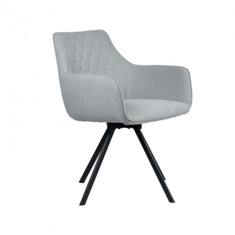Chaise pivotante en lin gris avec accoudoirs pieds métal noir - TARGO|Chaise|Meuble et moi