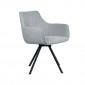 Chaise pivotante en lin gris avec accoudoirs pieds métal noir - TARGO|Chaise|Meuble et moi