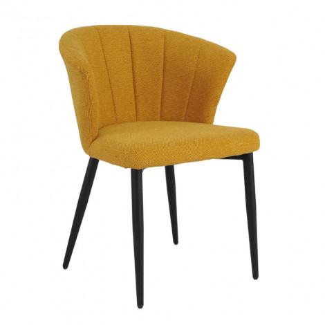 Chaise de repas en tissu jaune moutarde et pieds métal noir – MONTREAL|Chaise|Meuble et moi