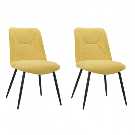 Lot de 2 chaises en tissu jaune et 4 pieds en métal noir - MELANIE|Chaise|Meuble et moi