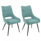 Lot de 2 chaises en lin bleu lagon et pieds métal noir - ANAIS 2|Chaise|Meuble et moi