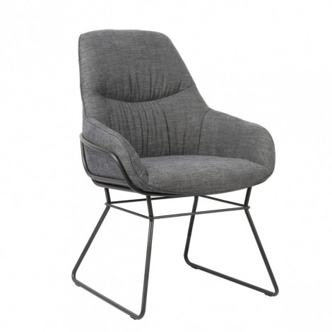 Fauteuil tissu gris anthracite pieds traineaux métal noir - ZOLA|Chaise|Meuble et moi