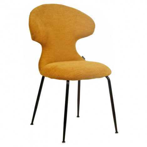 Chaise en tissu doux moutarde avec pieds en métal noir - GLORIA|Chaise|Meuble et moi