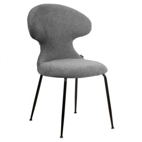 Chaise en tissu doux gris avec pieds en métal noir - GLORIA|Chaise|Meuble et moi