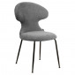 Chaise en tissu doux gris avec pieds en métal noir - GLORIA|Chaise|Meuble et moi