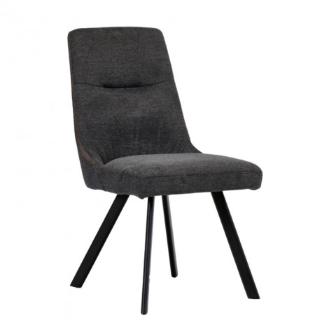 Chaise en tissu gris anthracite chiné et pieds évasés en métal - MARTA|Chaise|Meuble et moi