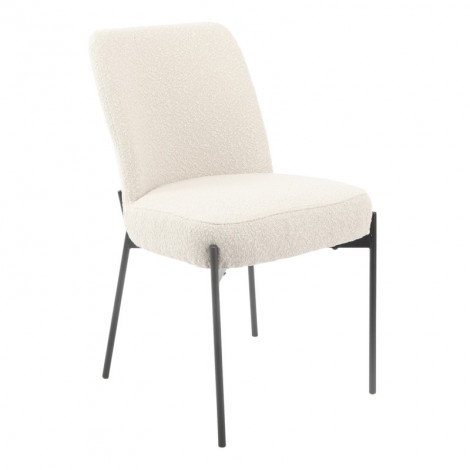 Chaise tissu bouclette blanc écru pieds métal noir - SHEEP|Chaise|Meuble et moi