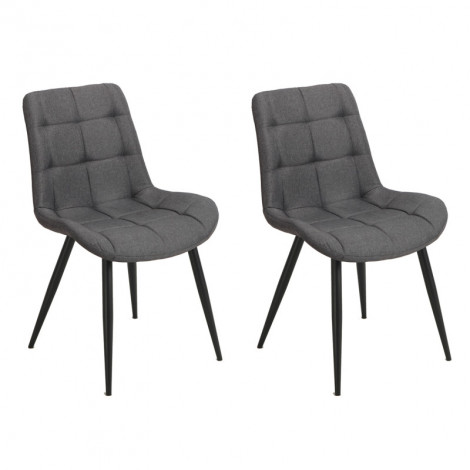 Lot de 2 chaises tissu gris anthracite chiné pieds métal noir - JAELLE|Chaise|Meuble et moi