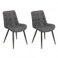Lot de 2 chaises tissu gris anthracite chiné pieds métal noir - JAELLE|Chaise|Meuble et moi