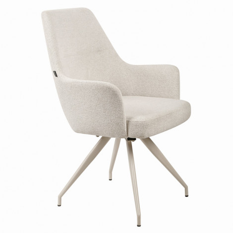 Chaise rotative 180° tissu doux écru et pieds en métal écru - RICO|Chaise|Meuble et moi