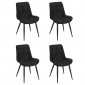 Lot de 4 chaises en tissu noir avec pieds en métal noir - JAELLE|Chaise|Meuble et moi