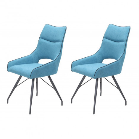 Lot de 2 chaises tissu bleu - ANAÏS|Chaise|Meuble et moi
